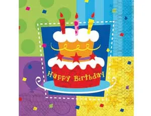 Салфетки бумажные "Торт Birthday" 33 см 12 шт.