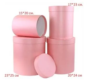 Коробка 23*25 см "Розовый перламутр" цилиндр /Пин84ЦР