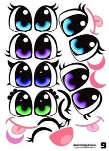 Наклейки "Глаза Рты №9"  (6 комплектов на листе)/1960-09