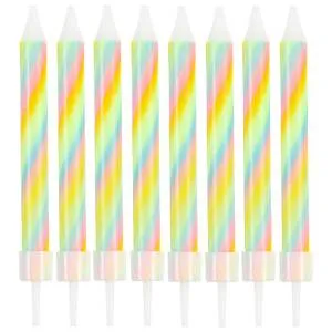 Свечи д/торта Радужная пастель с подст. 8 см 8 шт / 1502-6632