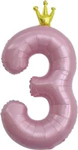 40" Цифра "3" Розовая, Золотая корона / Китай 131193