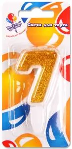 Свеча-цифра Золото "7", 5 см                               