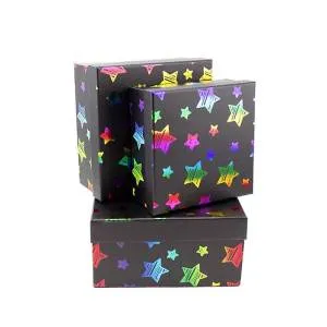 Коробка 19*19*9,5 см "Звезды на черном"