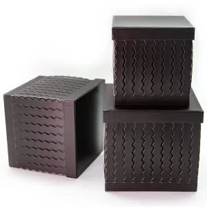 Коробка 25,5*20*18 см КУБ черный "Резные зигзаги"