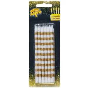 Свечи д/торта 12 см Полосы Золотые 12 шт 1502-5219