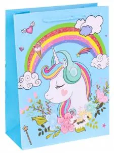 Пакет подарочный M/ППК-5381 18*24*8,5 см с глиттером