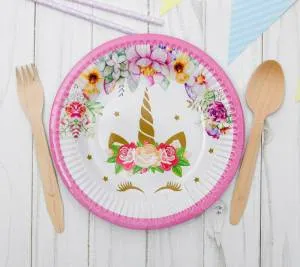 Тарелка Единорог и цветы/ 6 шт. 3747668