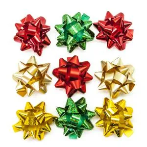 Бант-звезда, яркий микс,ассорти металлик 5 см, 25 шт/17820