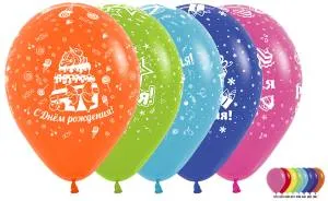 С днем Рождения Ассорти (5 дизайнов) 12" пастель 50 шт.