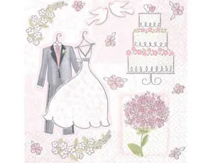 Салфетки бумажные "Свадьба Romantik" 33 см 16 шт.