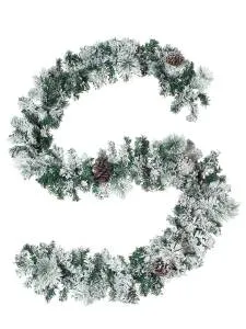 Гирлянда хвойная с шишками заснеженная 3 м. 280 веток (НГУ-5554)
