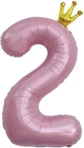 40" Цифра "2" Розовая, Золотая корона / Китай 131192