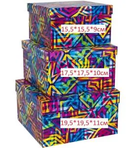 Коробка 15,5*15,5*9 см "Яркие узоры"