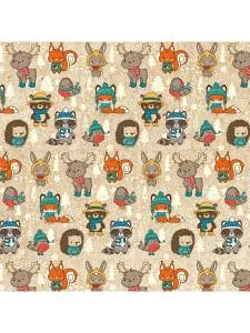 Бумага упак. Новогодние советские зверята 70*100см (10 листов)/УБ-3220