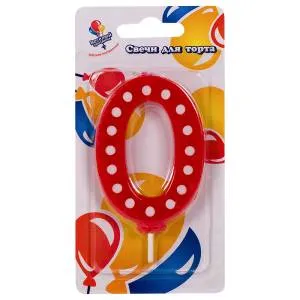 Свеча для торта в белую точку "0"