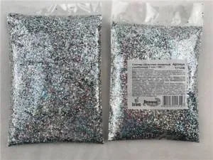 Глиттер "Блестки" лазерный серебряный 1 мм/100 г (Китай)