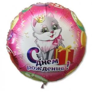 Г 18" РУС ДР Котенок с подарком / 1202-2141