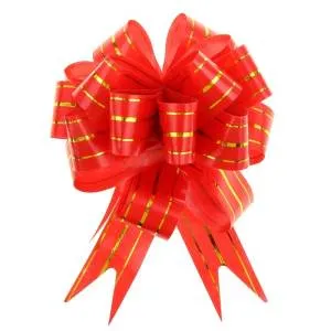 Бант шар БЛ-8001/ 3 см. Красный, золотые линии