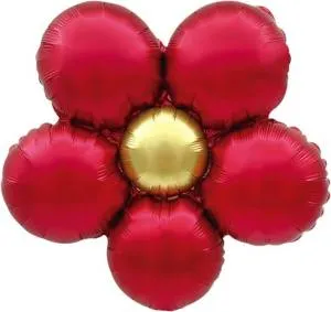 МИНИ Ромашка, красный сатин / 23954