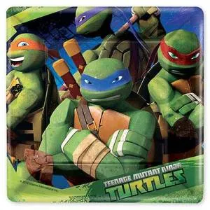 Тарелки  "Черепашки-Ниндзя" 17 см, квадр. 8 шт. 1502-1274