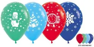 Новый год (снеговик, снежинка, куранты) пастель 12"