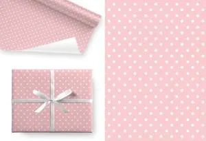 Крафт-бумага белая "Горох на пудрово-розовом" 100*70 см, 5 листов /Ч45078