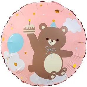 18" Круг, Мишка с кексиком, Розовый 27150