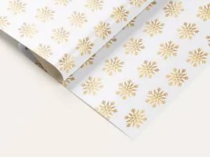 Бумага упак. "Золотистые снежинки" 70*100 см (10 листов) /УБ-6520