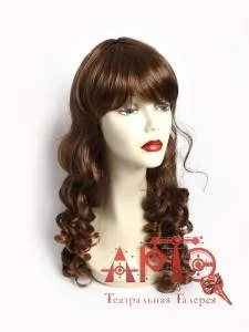 Парик удлиненный с челкой и кудрями (шатен) 120085