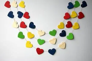 Гирлянда объемная "Сердце разноцветное" 3,5м.