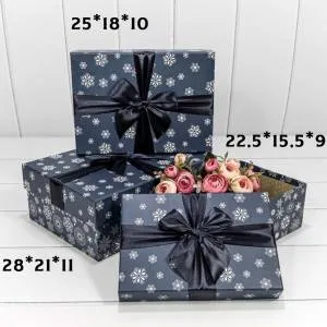 Коробка 28*21*11 см "Снежинки" синяя