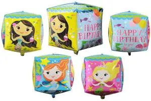 Куб 3D С Днем Рождения (Русалочка) 28" (Китай)/ R368