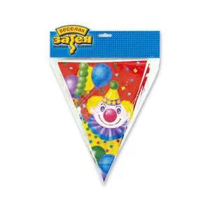 Гирлянда - вымпел Клоун с шарами 360 см