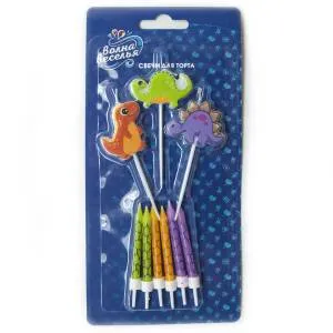 Свечи Динозаврики, ассорти, 6см 9шт 127441