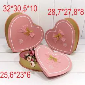 Коробка Сердце 25,6*23*6 Золото/Розовый