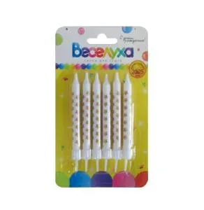 Свечи Золотые Звезды с держат 6шт, 9,5 см/183546