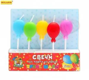 Свечи д/торта на пиках "Яркие шары" 5 шт.