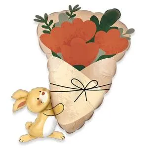 26" Зайка с букетом цветов / Китай 1207-6661
