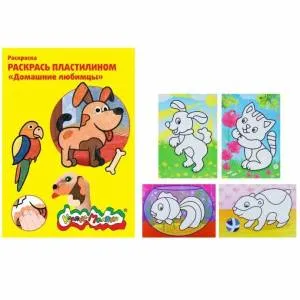 Раскраска пластилином Домашние любимцы. А4 КМ