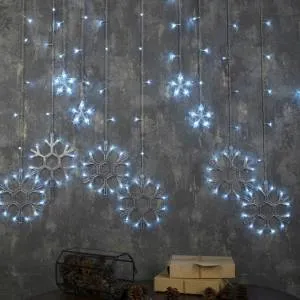 Гирлянда "Бахрома Снежинки" БЕЛЫЙ 2,4*0,9 м. 2361714