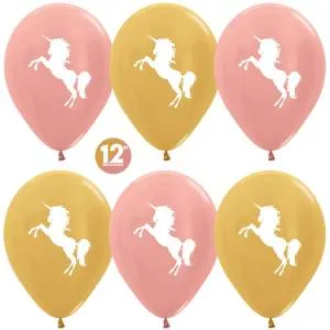 Единорог, розовое золото металлик 12" (Колумбия)  50 шт.