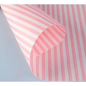Крафт-бумага двустронняя "Розовые полосы на белом" 50 см*10 м.