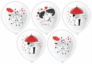 12" Романтика, Вдвоем! 3 дизайна, 25 шт (Тайланд) / ч43316