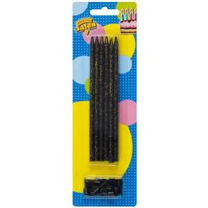 Свеча д/торта Черные Блеск 14 см 12 шт / 1502-5280