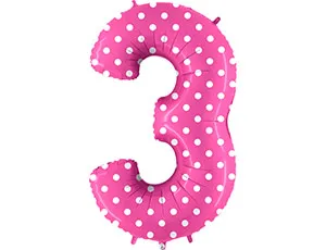 Цифра "3" -  Горошек на розовом /Grabo                     