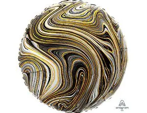 Шар 19" Круг Мрамор Black (Анаграм)/1204-1035