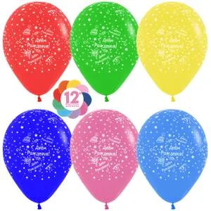 С Днем Рождения (торты и подарки),пастель 12" 50 шт.