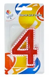 Свеча для торта в белой окантовке "4"
