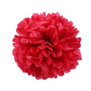 Помпон из бумаги 25 см (красный)