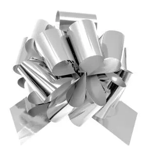 Бант металлик Серебро 21 см / 661014                